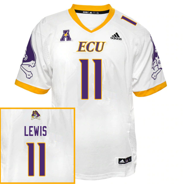 Men #11 Jeremy Lewis ECU Pirates College Football Jerseys Sale-White